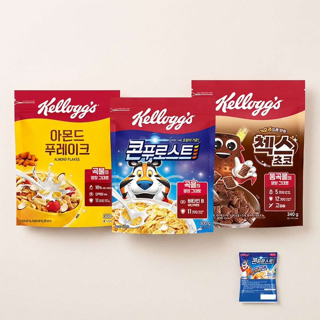 켈로그 콘푸로스트 세 가지 맛이라 아침 걱정이 덜했어요