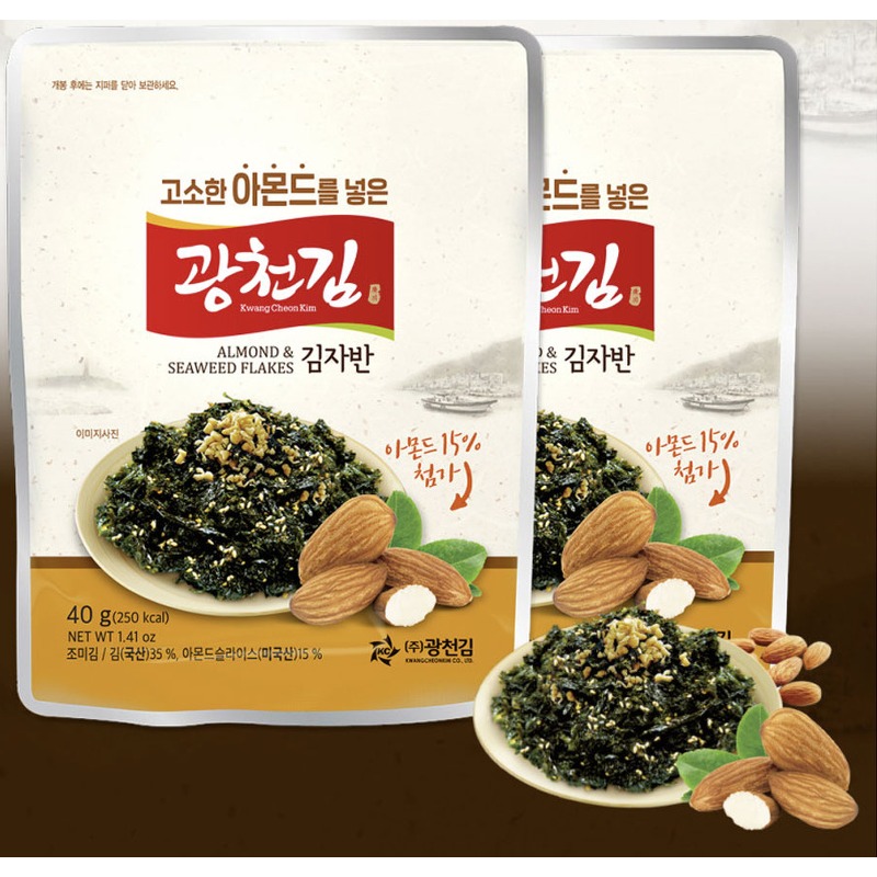 광천김 고소한 아몬드를 넣은 김자반, 밥상에 두기 전 40g 열 봉 구성을 살펴봤어요 3