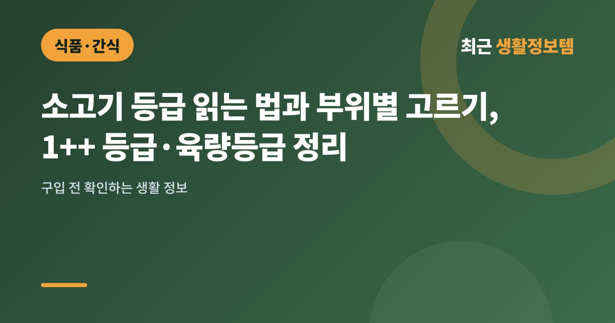 소고기 등급 읽는 법과 부위별 고르기, 1++ 등급·육량등급 정리