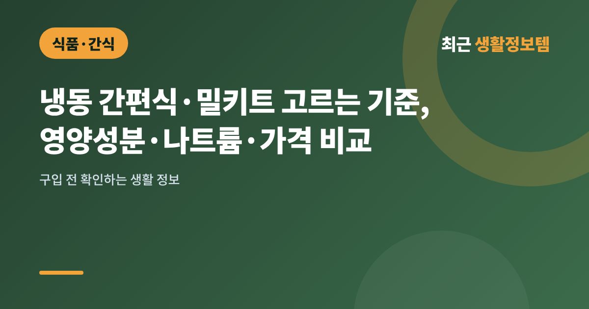 냉동 간편식·밀키트 고르는 기준, 영양성분·나트륨·가격 비교