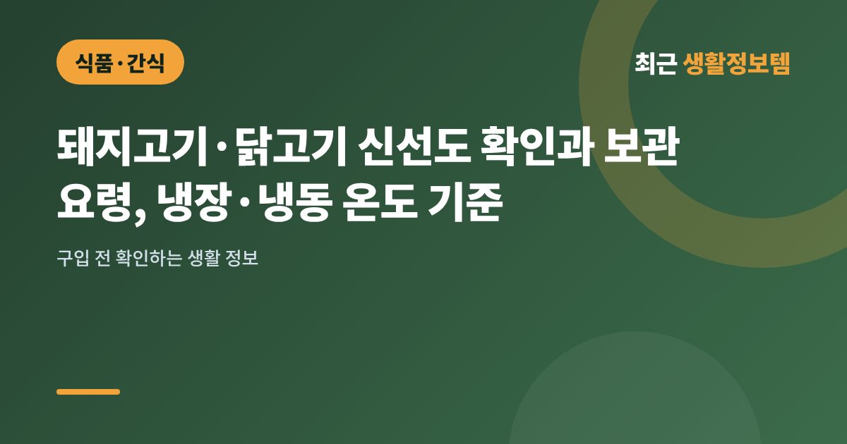 돼지고기·닭고기 신선도 확인과 보관 요령, 냉장·냉동 온도 기준