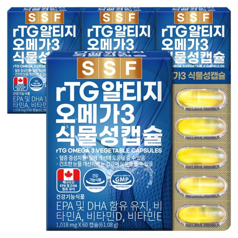 순수식품 rTG 알티지 오메가3 식물성캡슐 4박스 실속 체크