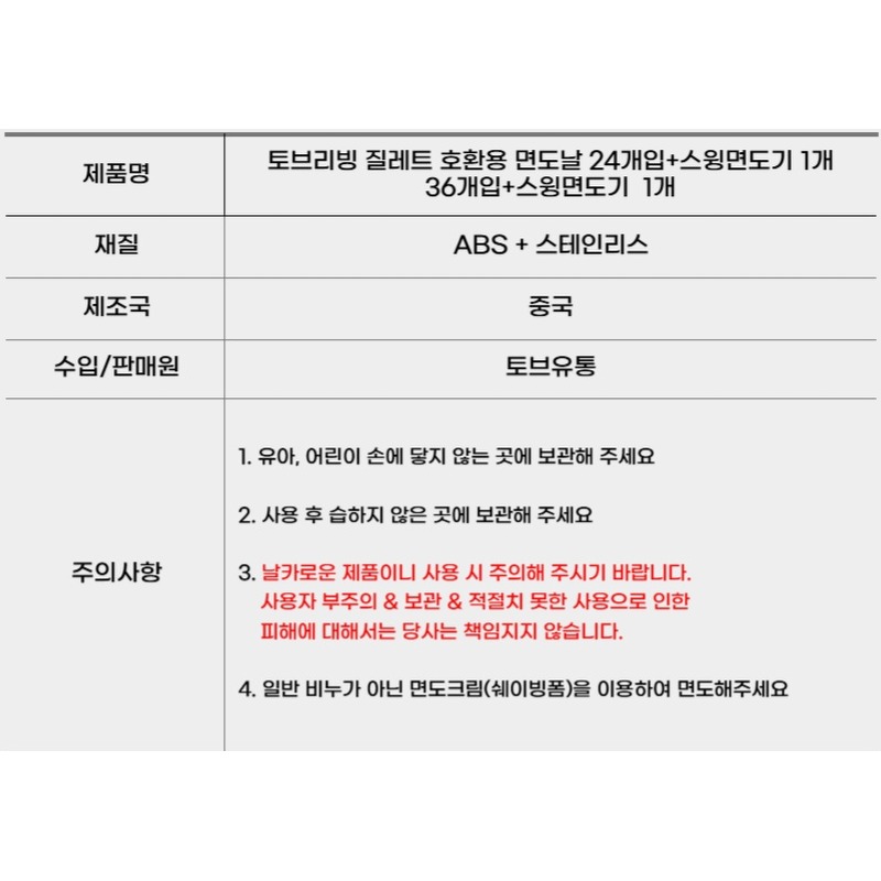 토브리빙 질레트 호환용 면도날 프로글라이드 5중 실속 선물로 괜찮을까요 4