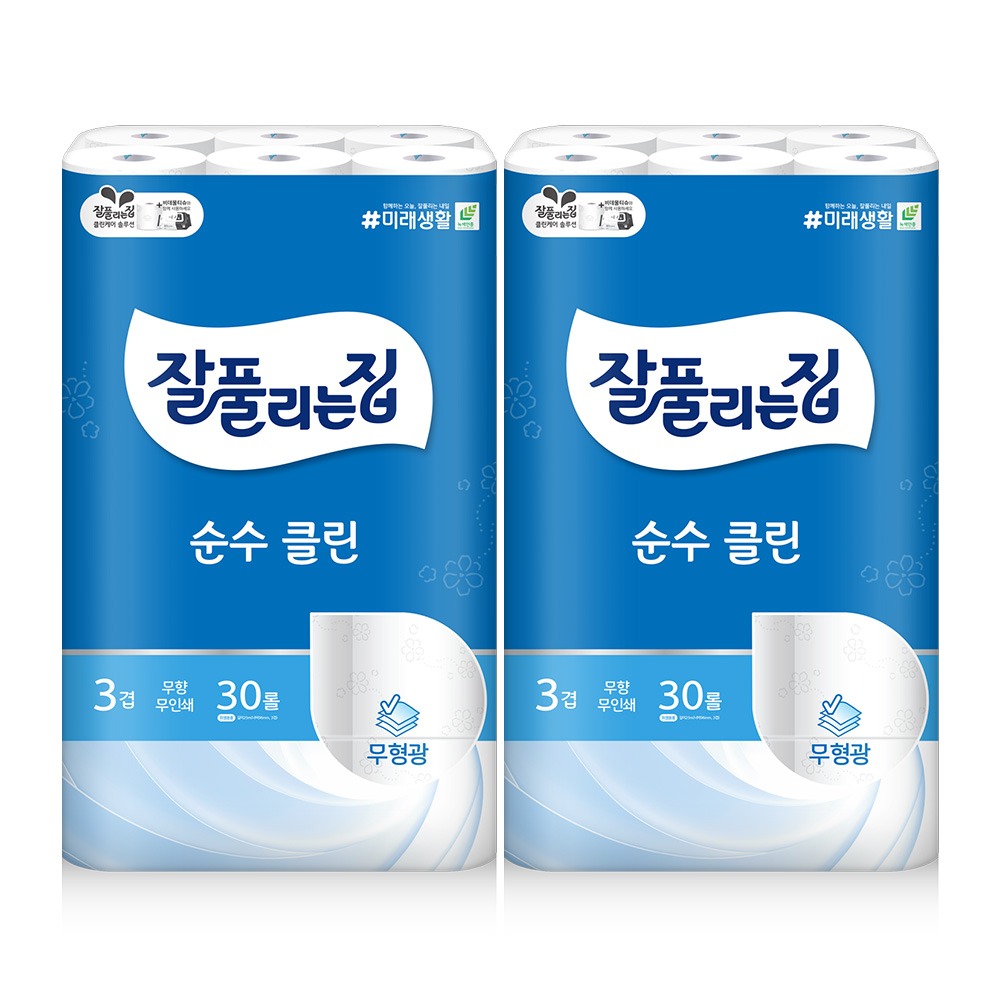 잘풀리는집 순수 클린 3겹 2팩 세트, 이 가격이면 장바구니에 무조건 담아두세요 2