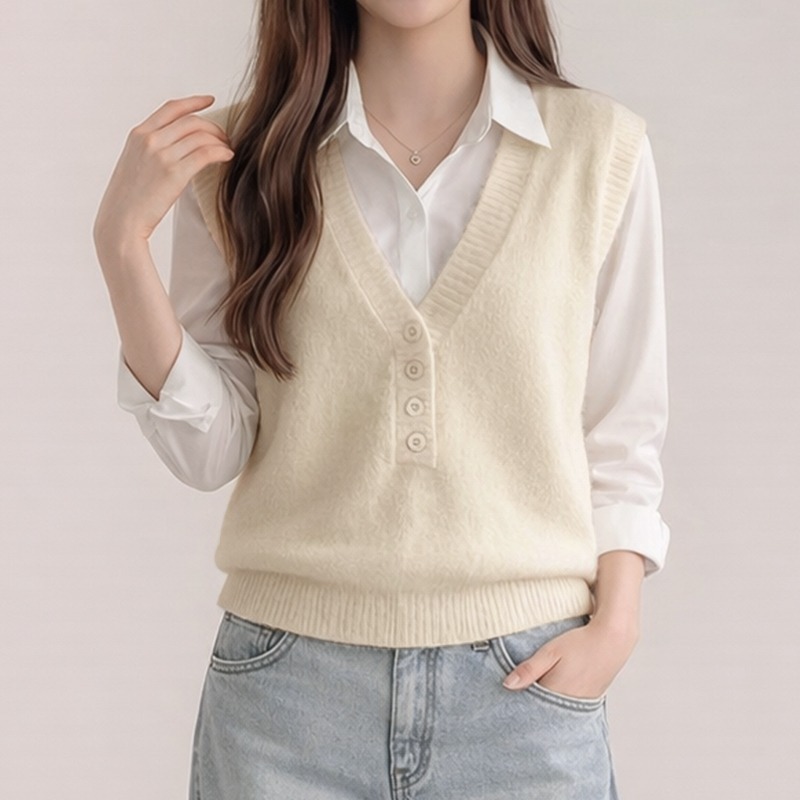 허블리 브이넥 반버튼 니트조끼 차콜 프리사이즈 구매 전 확인할 점 2